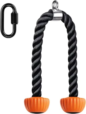 Kipika Tricep Rope, Cable Machine Attachments Pulley System Gym Pull Down Rope, Heavy Duty Nylon Rope with Soft Rubber Ends