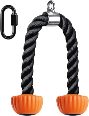 Kipika Tricep Rope, Cable Machine Attachments Pulley System Gym Pull Down Rope, Heavy Duty Nylon Rope with Soft Rubber Ends