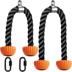 Kipika Tricep Rope, Cable Machine Attachments Pulley System Gym Pull Down Rope, Heavy Duty Nylon Rope with Soft Rubber Ends