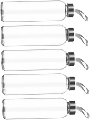 Kisangel 5pcs Portable Sports Water Bottle Clear Reusable Drink Containers with Leak Design for Gym Outdoor Activities and Daily Hydration