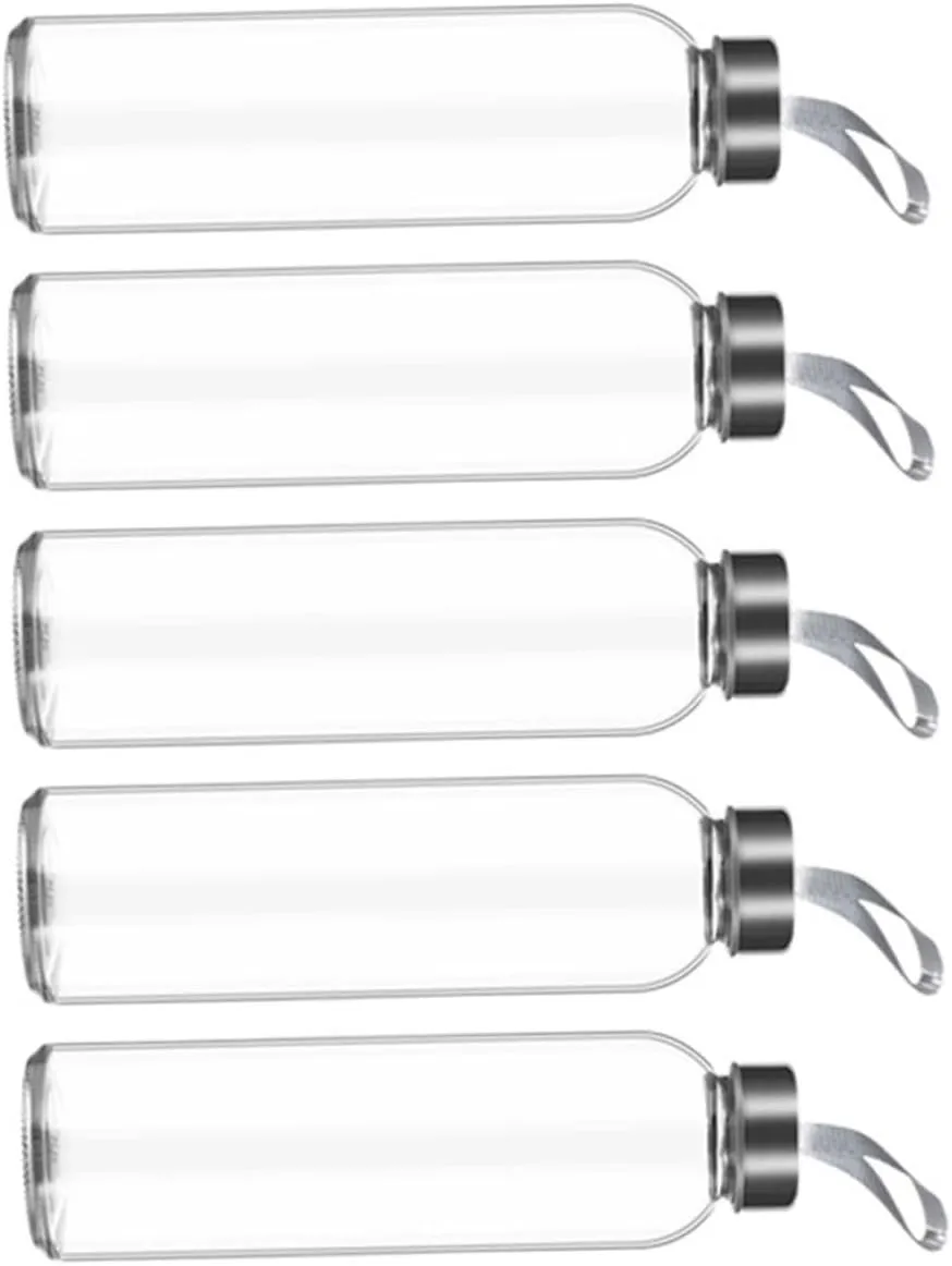 Kisangel 5pcs Portable Sports Water Bottle Clear Reusable Drink Containers with Leak Design for Gym Outdoor Activities and Daily Hydration