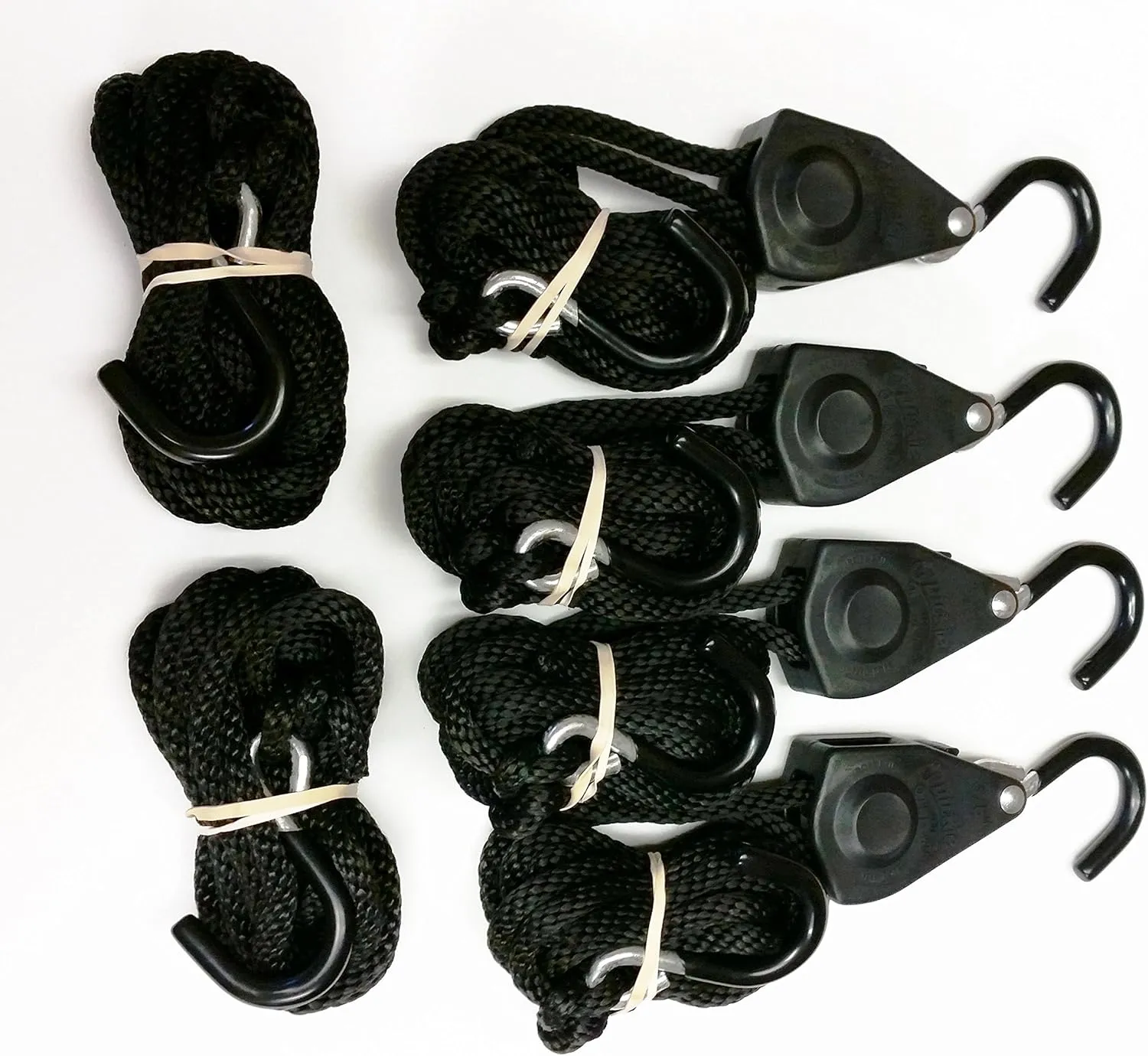 Kit of 4 Quickie 3/8" Original Rope Tie-Downs and 2pcs of 12ft Replacement Rope with Hook