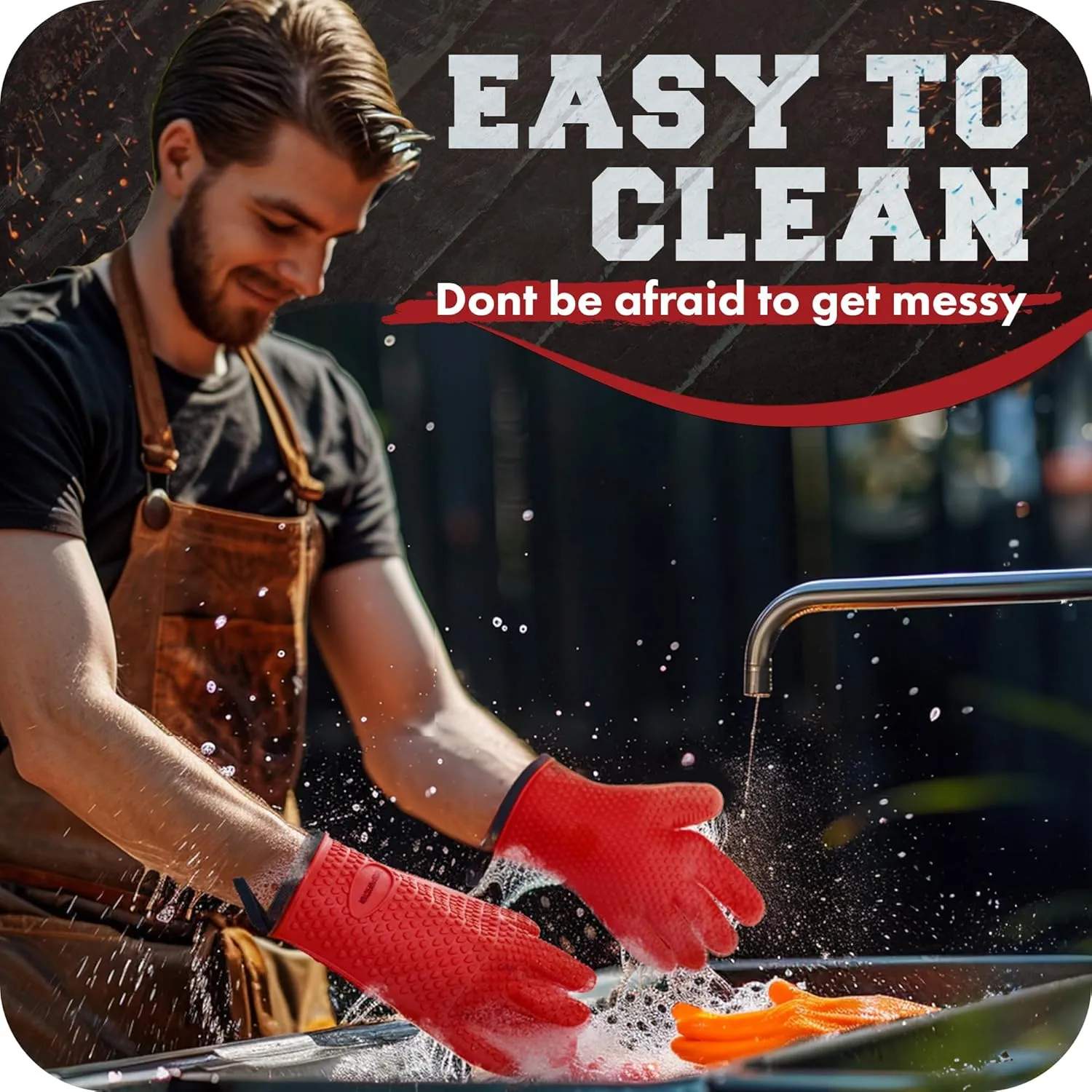 KITCHEN PERFECTION S Silicone Smoker Oven Gloves -Extreme Heat Resistant BBQ Gloves -Handle Hot Food Right on Your Grill Fryer Pit|Waterproof Oven Mitts |Superior Value Set 3 Bonuses