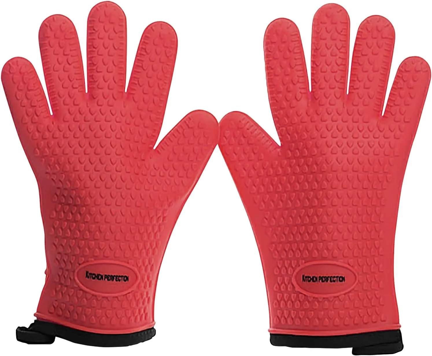 KITCHEN PERFECTION S Silicone Smoker Oven Gloves -Extreme Heat Resistant BBQ Gloves -Handle Hot Food Right on Your Grill Fryer Pit|Waterproof Oven Mitts |Superior Value Set 3 Bonuses