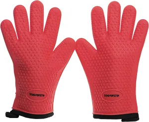 KITCHEN PERFECTION S Silicone Smoker Oven Gloves -Extreme Heat Resistant BBQ Gloves -Handle Hot Food Right on Your Grill Fryer Pit|Waterproof Oven Mitts |Superior Value Set 3 Bonuses