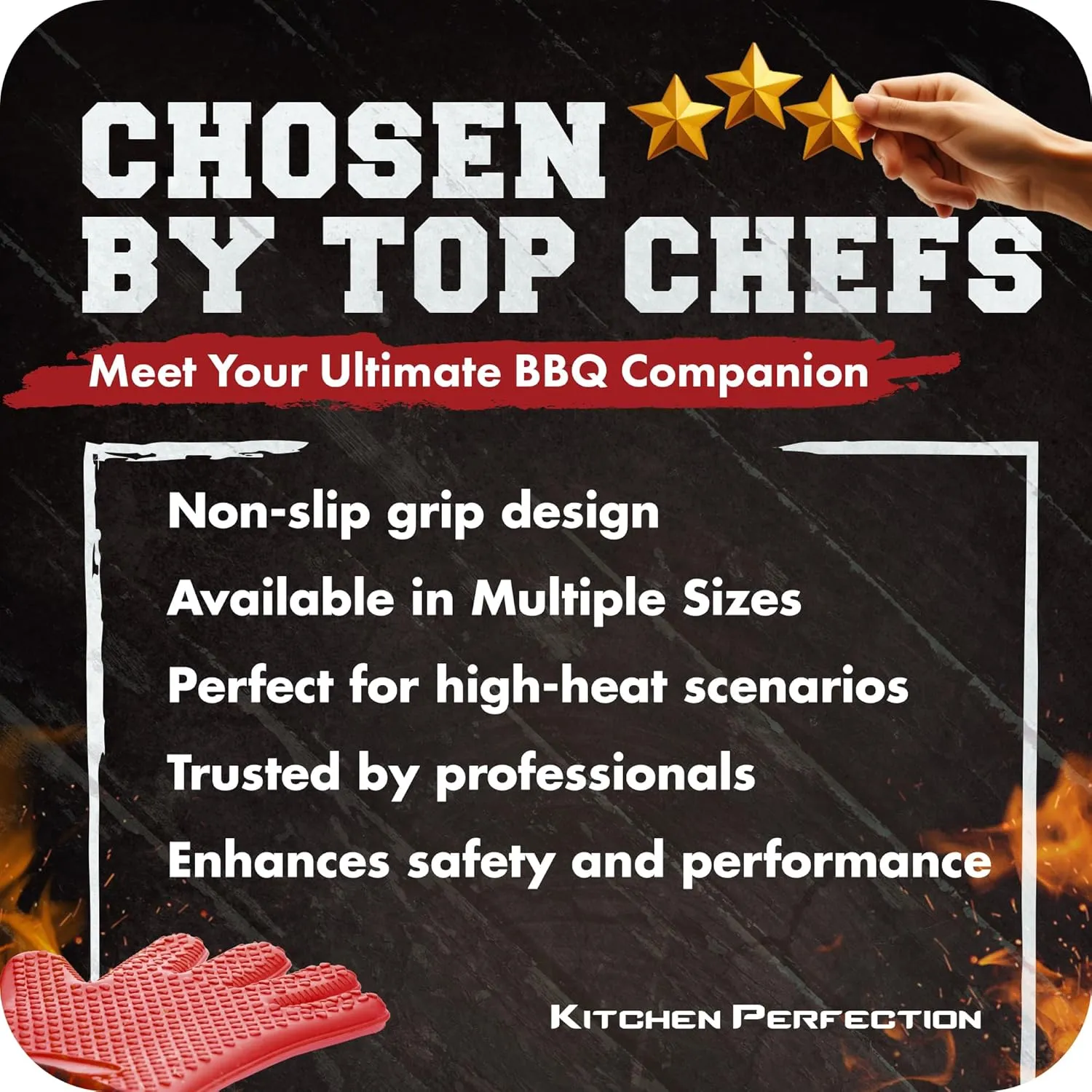KITCHEN PERFECTION S Silicone Smoker Oven Gloves -Extreme Heat Resistant BBQ Gloves -Handle Hot Food Right on Your Grill Fryer Pit|Waterproof Oven Mitts |Superior Value Set 3 Bonuses