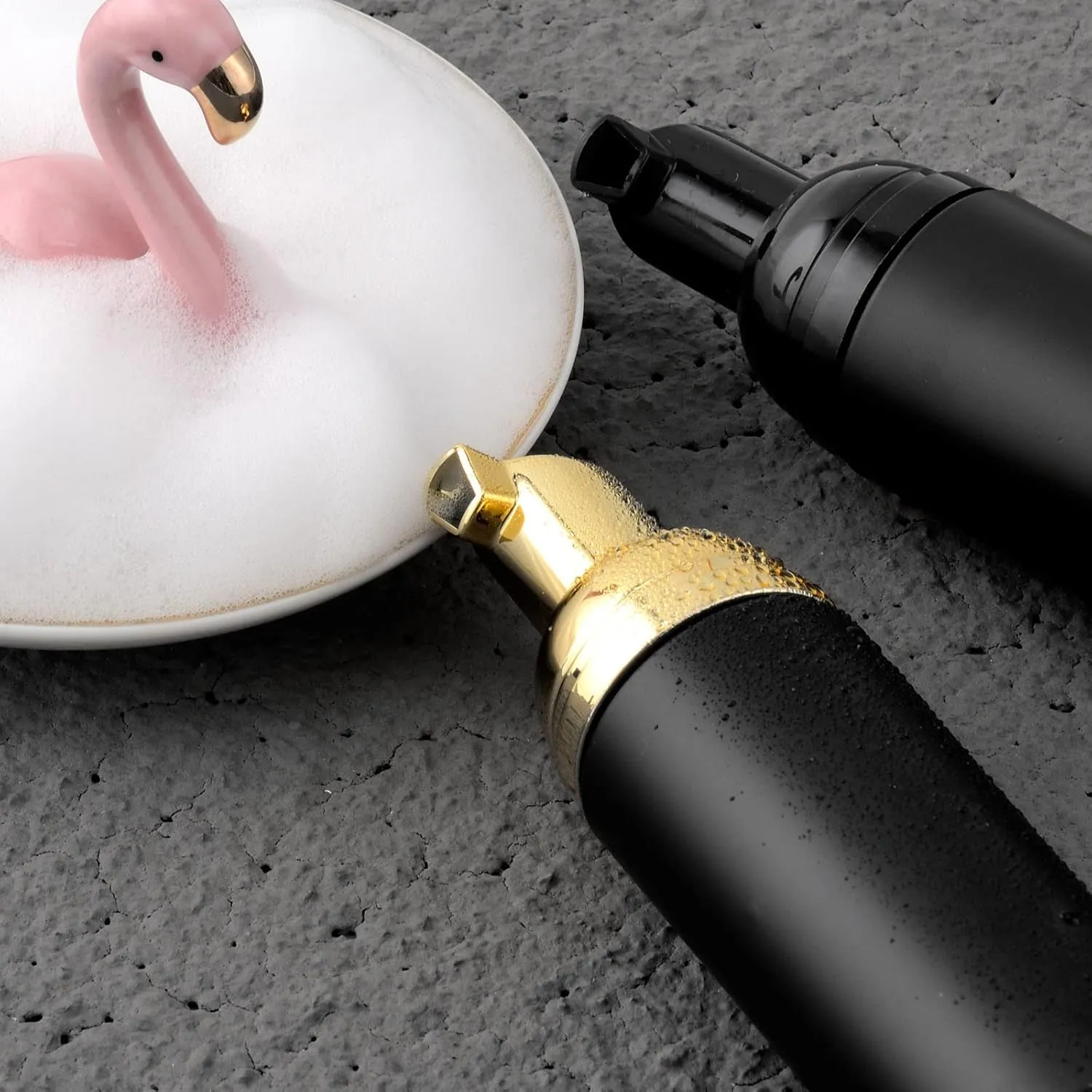 KOIBITO 2 Oz Black Foam Pump Bottle, Empty Lash Shampoo Bottles, Travel Foaming Dispenser for Hand Soap,Body Wash(50 PCS, Gold Pump)