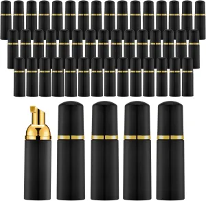 KOIBITO 2 Oz Black Foam Pump Bottle, Empty Lash Shampoo Bottles, Travel Foaming Dispenser for Hand Soap,Body Wash(50 PCS, Gold Pump)