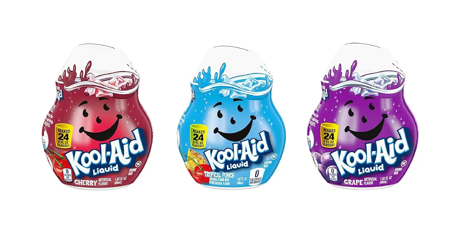 Kool-Aid Liquid Drink Mix Variety Pack (Cherry, Grape, & Tropical Punch), Pack of 3
