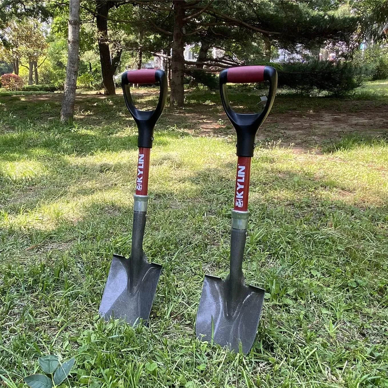 KYLIN Small Shovel for Gardening, Kids Mini Shovel,2-Piece Set with Fiberglass Short Handle, Camping Shovel, Off-Road Shovel, Beach Shovel, Multi-Purpose Garden Tools