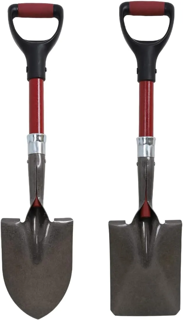 KYLIN Small Shovel for Gardening, Kids Mini Shovel,2-Piece Set with Fiberglass Short Handle, Camping Shovel, Off-Road Shovel, Beach Shovel, Multi-Purpose Garden Tools