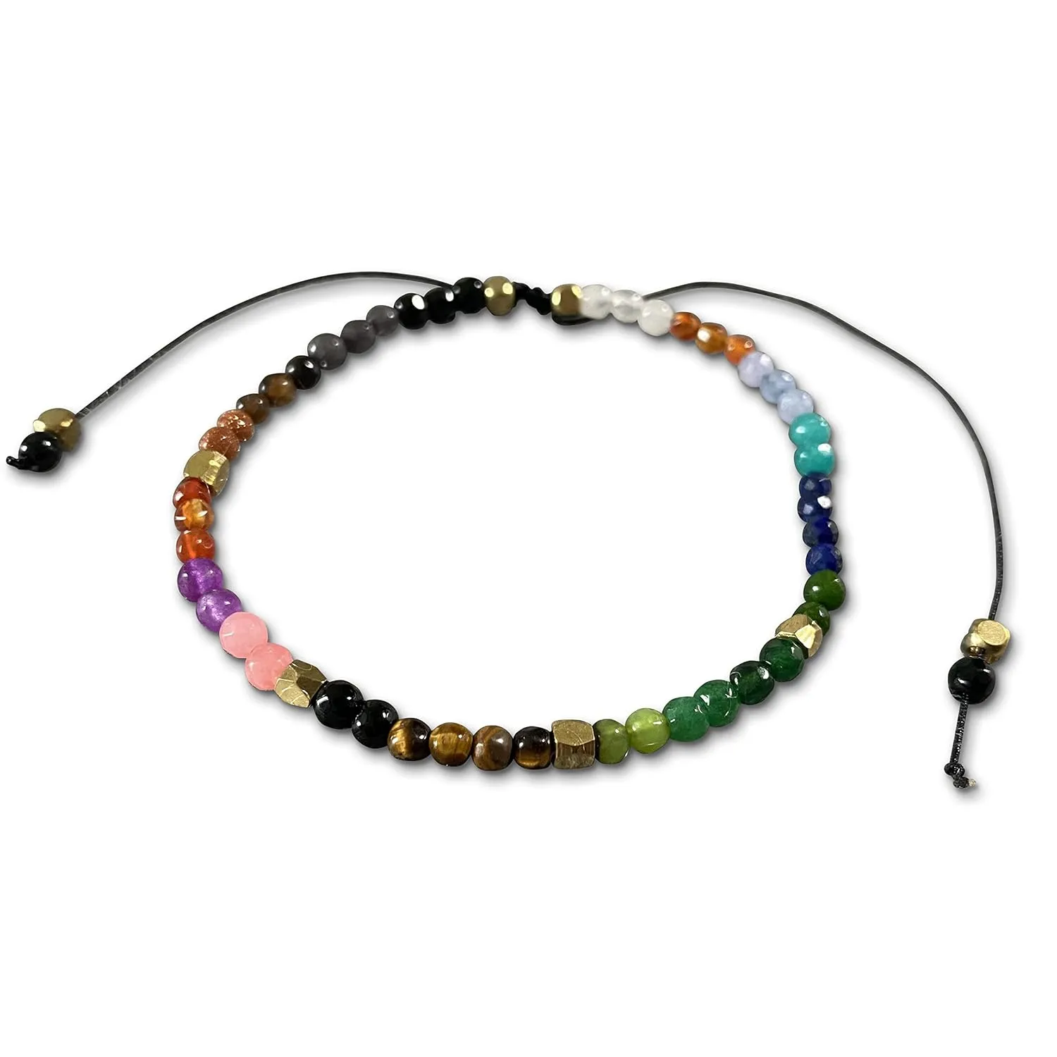 LADY Wan Handmade Lucky Stone 3mm Beads Adjustable Bracelet