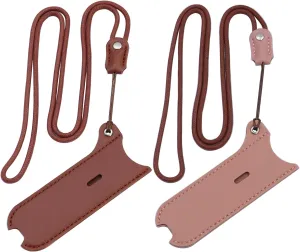 lanyard PU protective sleeve/outdoor anti-lost removable nylon rope artificial leather protective sleeve compatible with r-e-x/J-u-l/mo-t/yo-z etc. [2pack ] [brown pink]