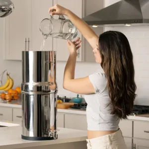 Legacy. Boroux Gravity-Fed Countertop Stainless Steel Water Filter System | 3 Gallons with 2 Authentic Black Foundation. Filters