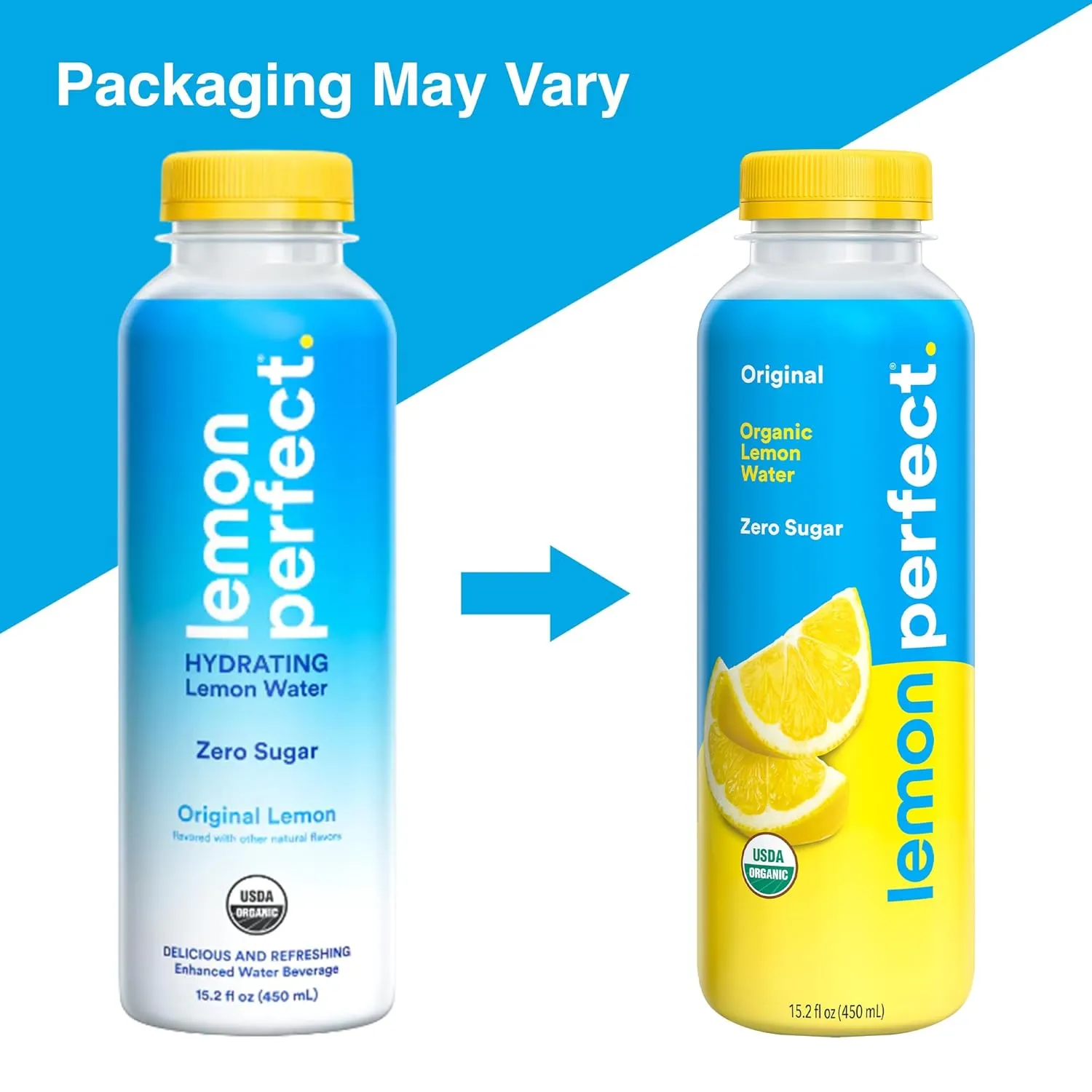 Lemon Perfect Original, Hydrating Flavored Lemon Water, Zero Sugar, Healthy Hydration Drinks, Organic, 15.2oz Bottles (12-Pack)