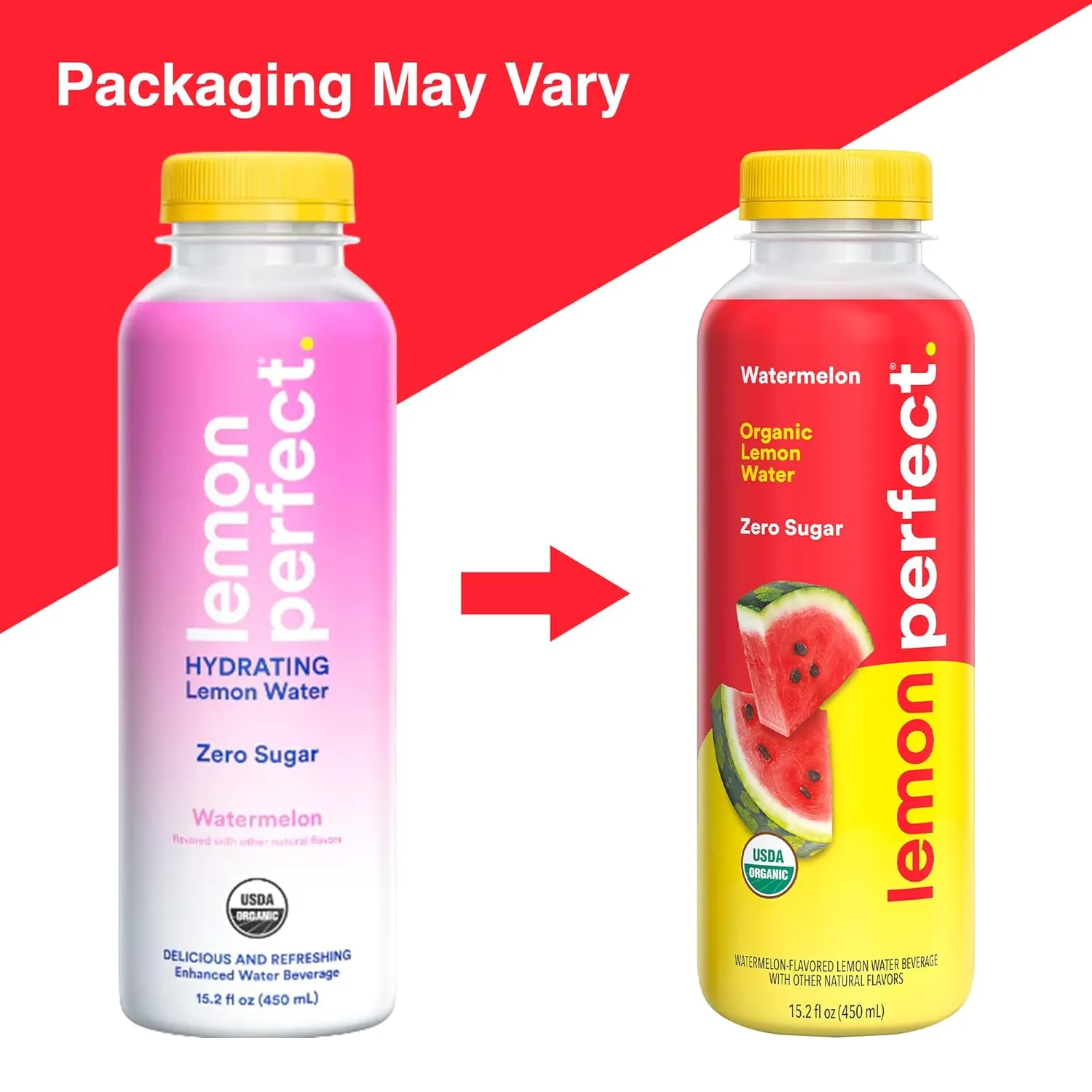 Lemon Perfect Watermelon, Hydrating Flavored Lemon Water, Zero Sugar, Healthy Hydration Drinks, Organic, 15.2oz Bottles (12-Pack)