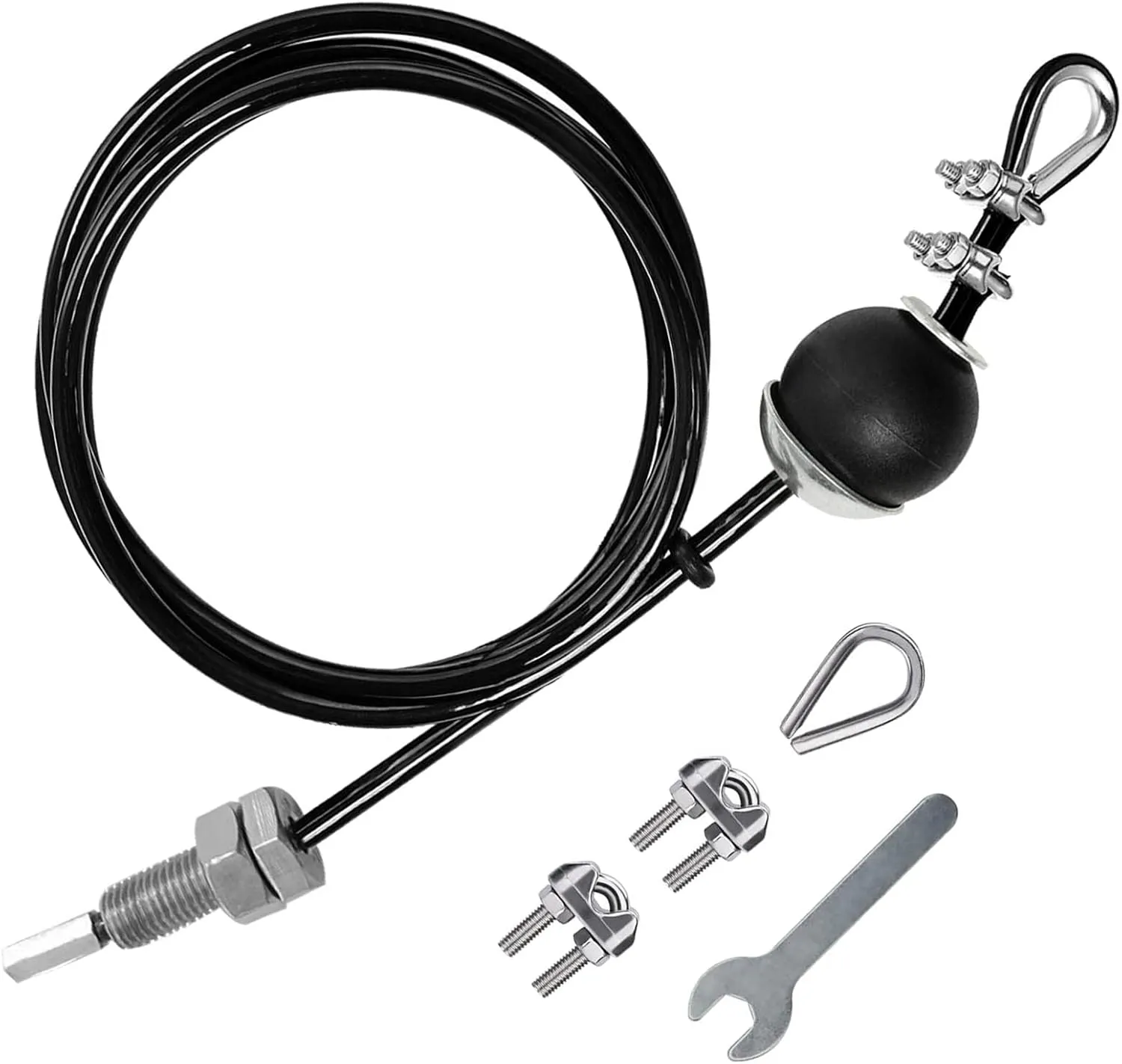 LFJ Replacement Gym Cable Fitness Pulley Cable Steel Wire Rope for Cable Machine Home Gym Weight Lift Pulley System (Black Adjustable wtith Screw end, 137)