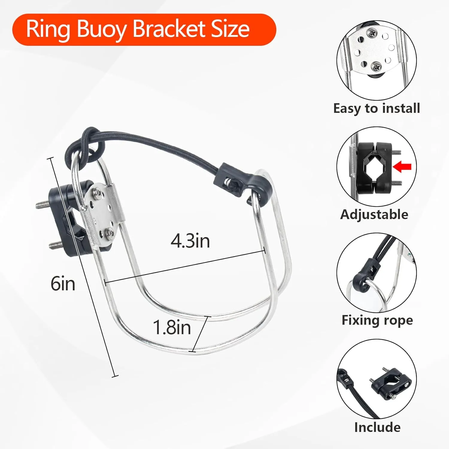 Life Ring 23"/28" Boat Safety Throw Buoy With Reflective Tape & Grab Lines - Orange for Boats, Includes Water Floating Saving Rope and Bracket