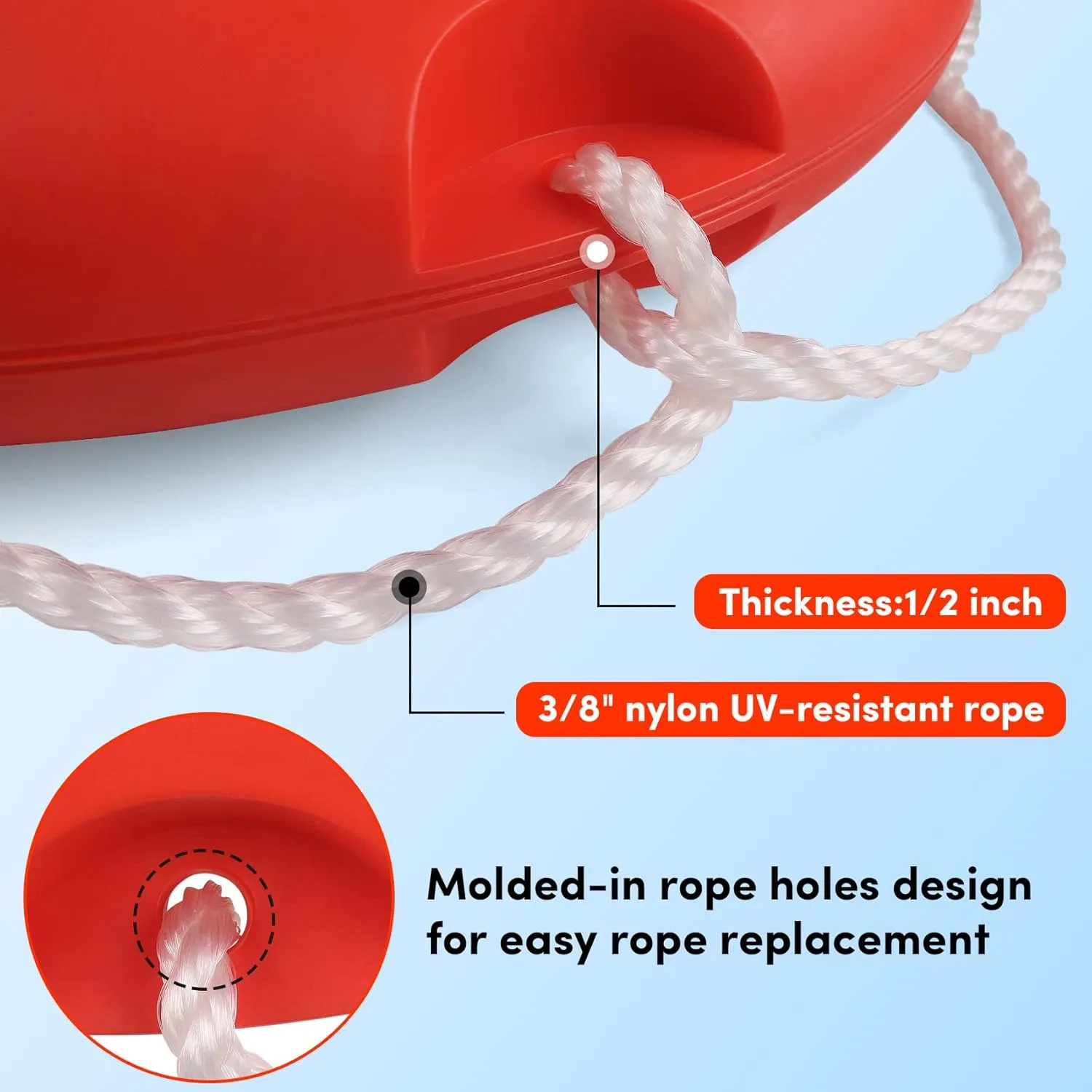 Life Ring 23"/28" Boat Safety Throw Buoy With Reflective Tape & Grab Lines - Orange for Boats, Includes Water Floating Saving Rope and Bracket