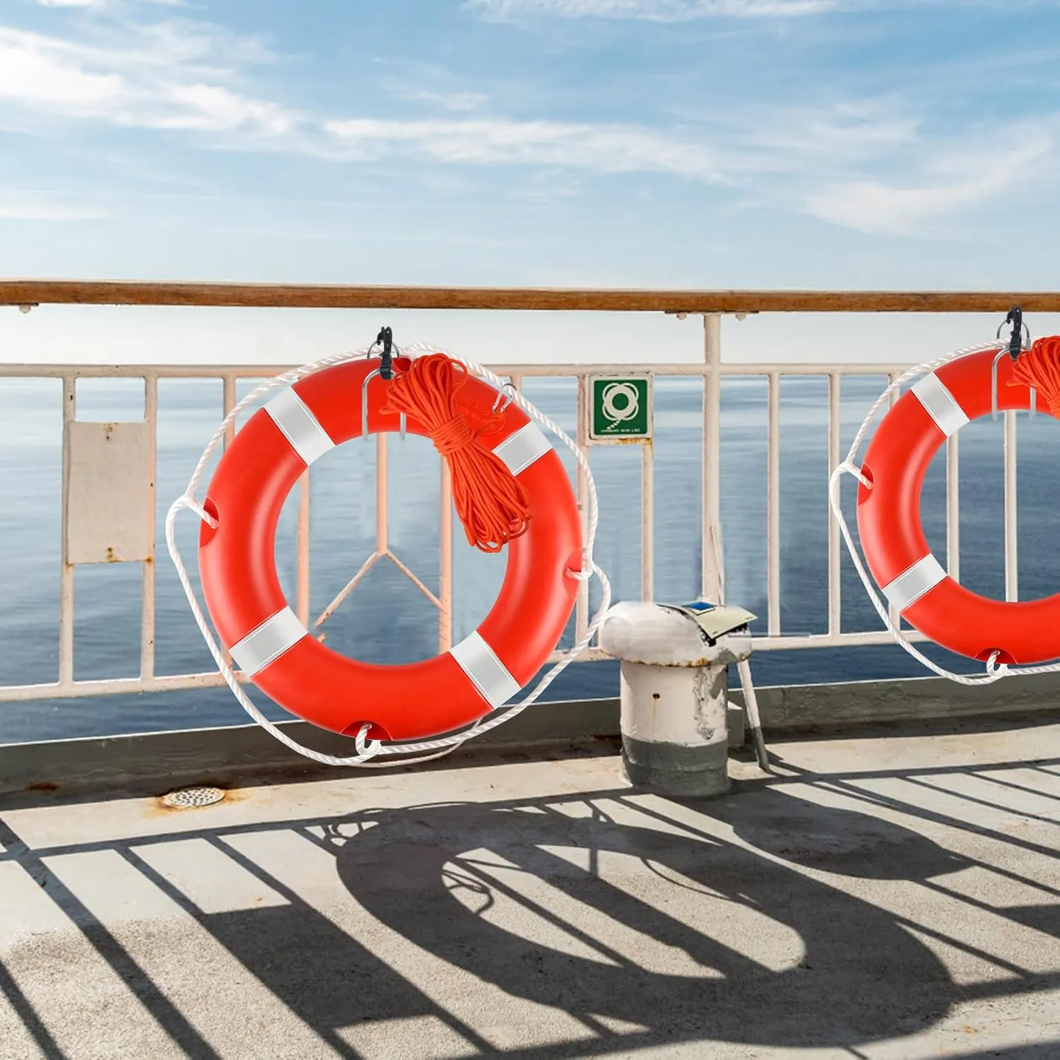 Life Ring 23"/28" Boat Safety Throw Rings with Water Floating Lifesaving Rope Life Preserver Ring Buoy with Reflective Tape & Grab Lines for Rescue Lifesaving - Orange