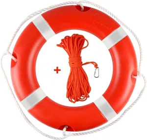 Life Ring 23"/28" Boat Safety Throw Rings with Water Floating Lifesaving Rope Life Preserver Ring Buoy with Reflective Tape & Grab Lines for Rescue Lifesaving - Orange