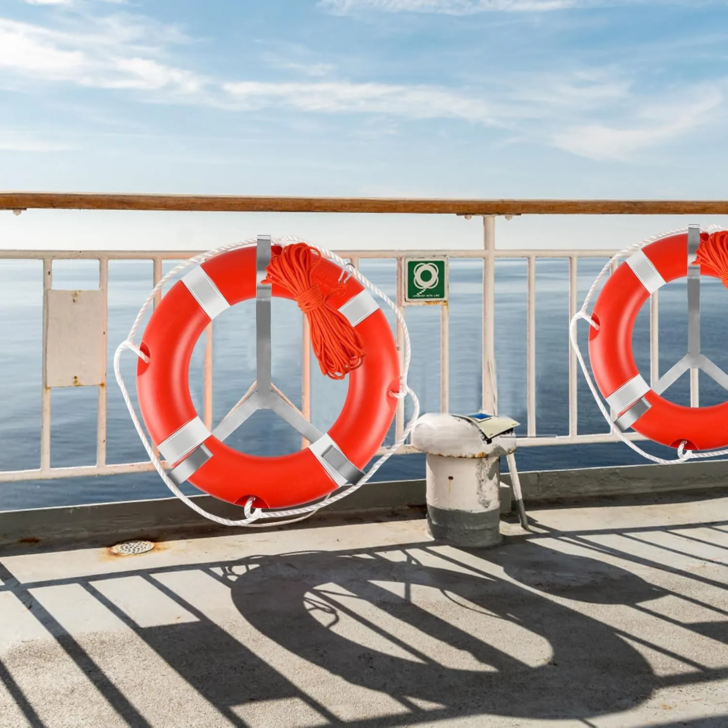 Life Ring 23"/28" Boat Safety Throw Rings with Water Floating Lifesaving Rope Life Preserver Ring Buoy with Reflective Tape & Grab Lines for Rescue Lifesaving - Orange