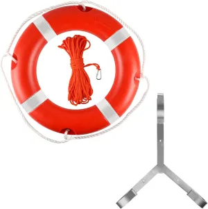 Life Ring 23"/28" Boat Safety Throw Rings with Water Floating Lifesaving Rope Life Preserver Ring Buoy with Reflective Tape & Grab Lines for Rescue Lifesaving - Orange