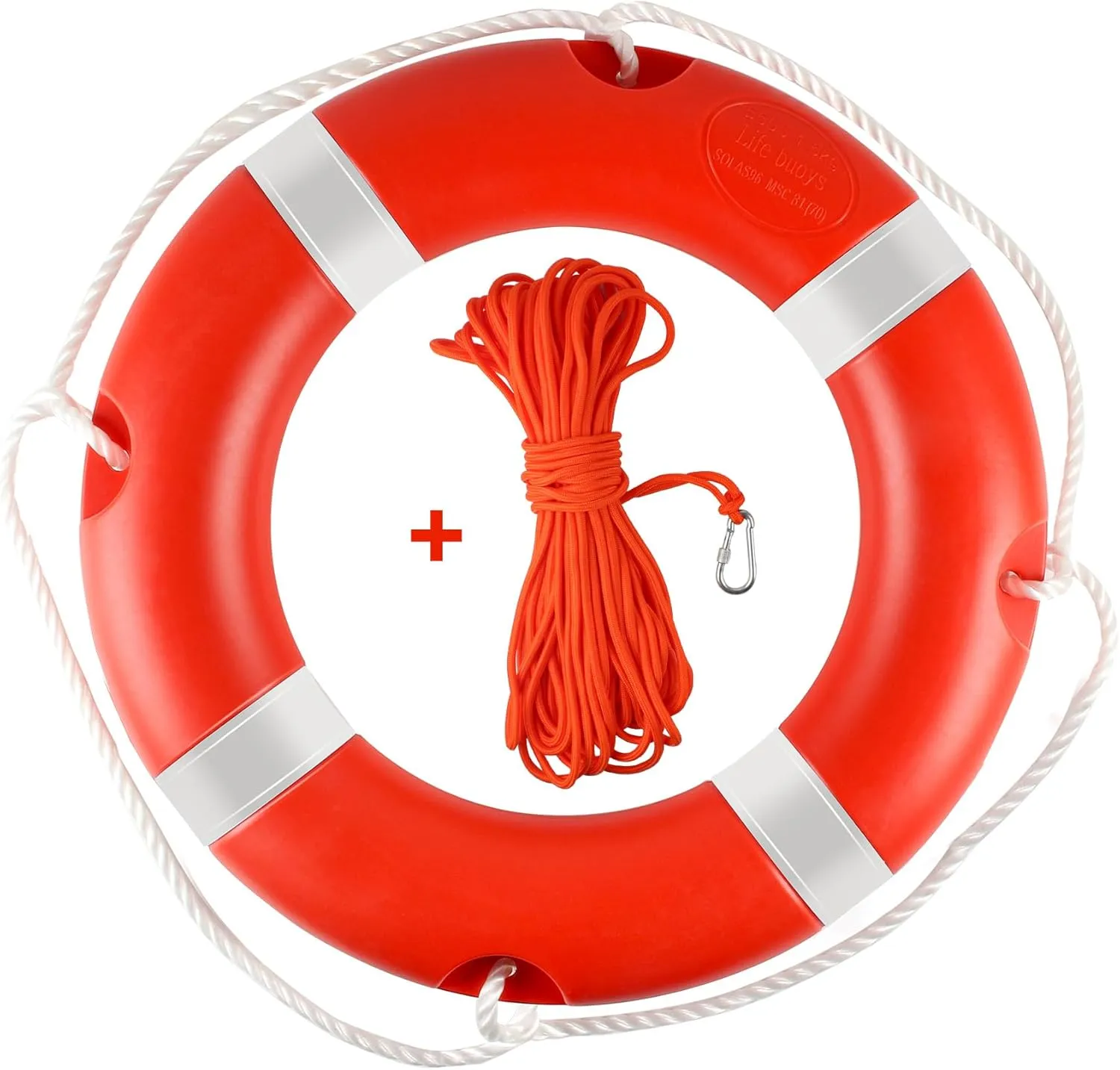 Life Ring 23"/28" Boat Safety Throw Rings with Water Floating Lifesaving Rope Life Preserver Ring Buoy with Reflective Tape & Grab Lines for Rescue Lifesaving - Orange