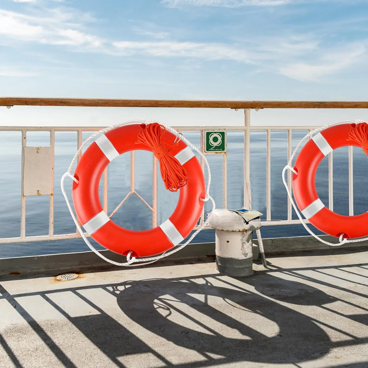 Life Ring 23"/28" Boat Safety Throw Rings with Water Floating Lifesaving Rope Life Preserver Ring Buoy with Reflective Tape & Grab Lines for Rescue Lifesaving - Orange