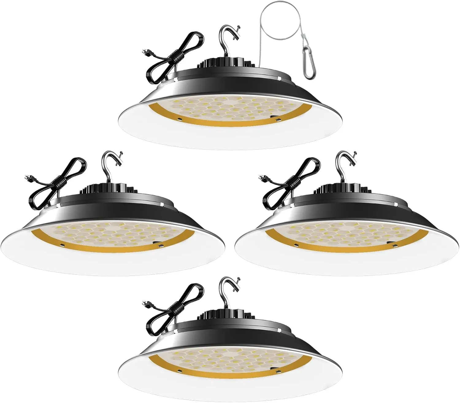 Lightdot 300W High Bay LED Shop Lights with Diffuser (Beam Angle: 120˚) 45000lm Strong Brightness UFO LED Lights, AC100-277V Commerical High Bay Lighting for Warehouse Lighting-4Pack