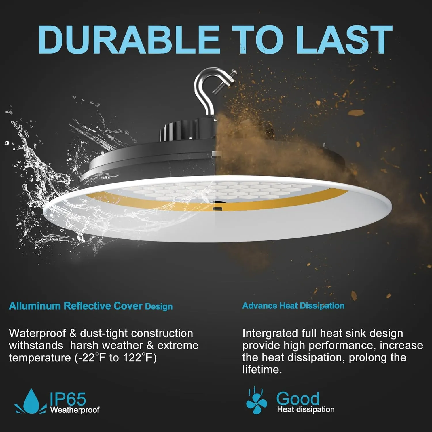 Lightdot 300W High Bay LED Shop Lights with Diffuser (Beam Angle: 120˚) 45000lm Strong Brightness UFO LED Lights, AC100-277V Commerical High Bay Lighting for Warehouse Lighting-4Pack