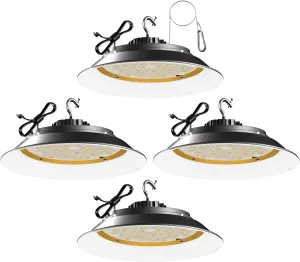 Lightdot 300W High Bay LED Shop Lights with Diffuser (Beam Angle: 120˚) 45000lm Strong Brightness UFO LED Lights, AC100-277V Commerical High Bay Lighting for Warehouse Lighting-4Pack