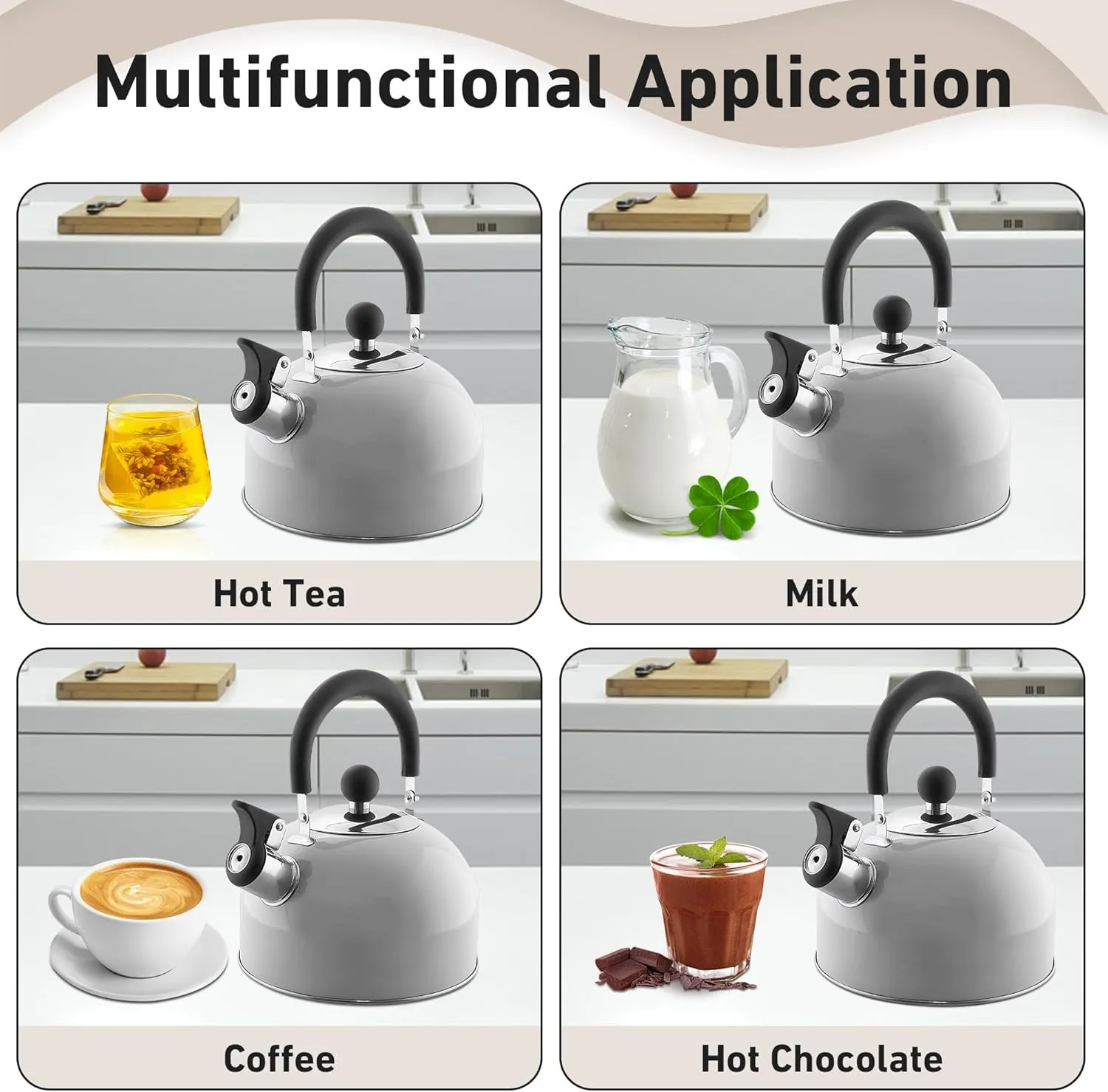 Lily's Home 2 Quart Stainless Steel Whistling Tea Kettle, the Perfect Stovetop Tea and Water Boilers for Your Home, Dorm, Condo or Apartment.