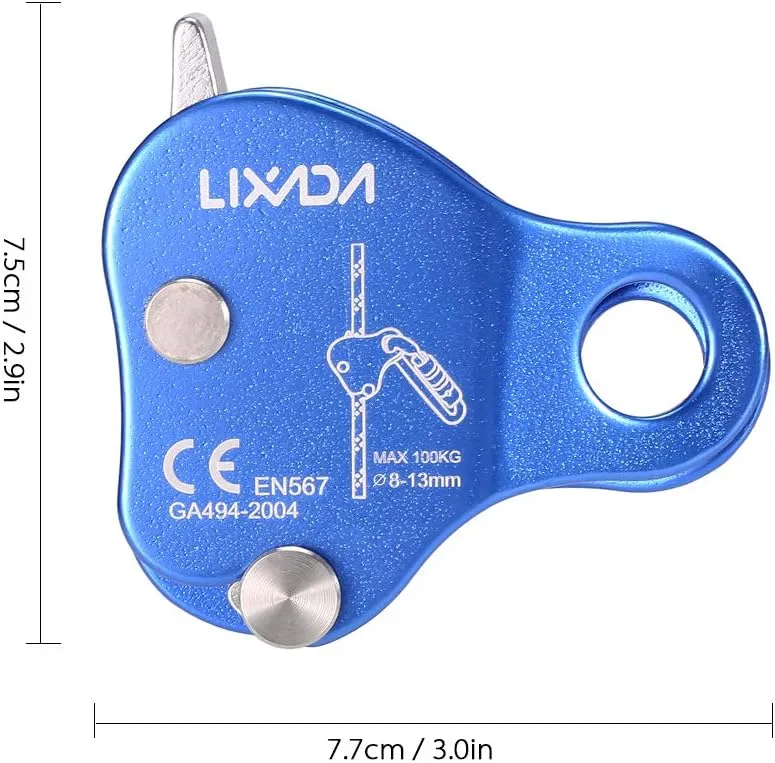 Lixada Rock Climbing Ascender Ultralight Fall Arrest Protection Belay Device Self-Locking 8-13MM Rope Grip Clamp for Outdoor Climbing and Rescue