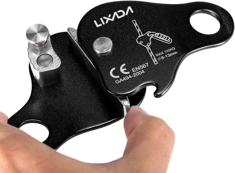 Lixada Rock Climbing Ascender Ultralight Fall Arrest Protection Belay Device Self-Locking 8-13MM Rope Grip Clamp for Outdoor Climbing and Rescue