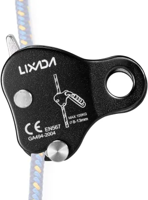 Lixada Rock Climbing Ascender Ultralight Fall Arrest Protection Belay Device Self-Locking 8-13MM Rope Grip Clamp for Outdoor Climbing and Rescue
