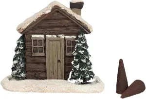Log Cabin Incense Burner, Christmas Village Houses Incense Burner, Resin Home Incense Cone Burner with 2 Incense Cones, Aromatherapy Diffuser Home Tabletop Decorations