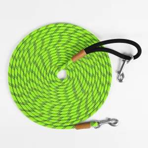 lynxking Long Dog Leash Reflective 15ft 30ft 50ft Check Cord Training Lead Padded Handle Heavy Duty Rope for Puppy Small Medium Large Dogs (Light Green, 30ft x 3/8inch)