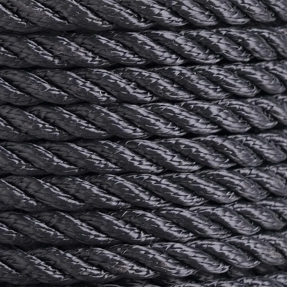 Made Nylon 3 Strand Anchor/Rigging Line Anchor Rope 3/8 Inch 100FT 150FT Black (3/8" x 100')