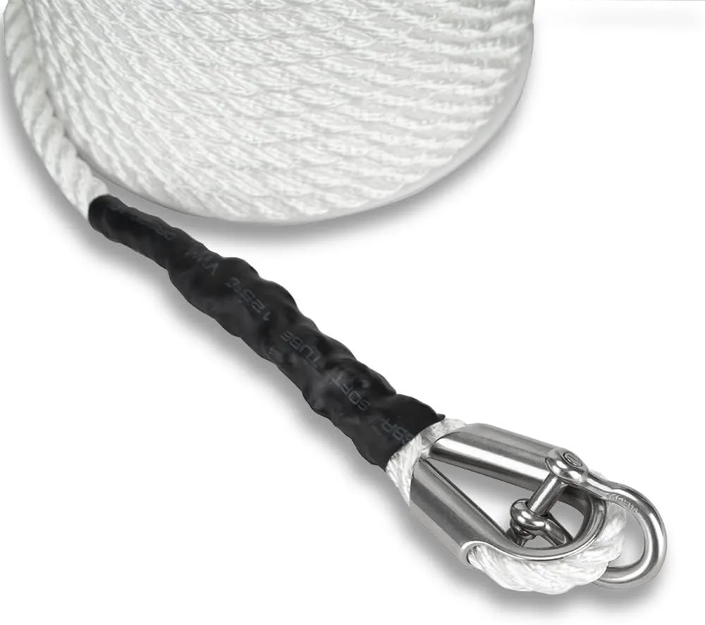 Made Nylon 3 Strand Anchor/Rigging Line Anchor Rope 3/8 Inch 100FT 150FT White (3/8" x 100')