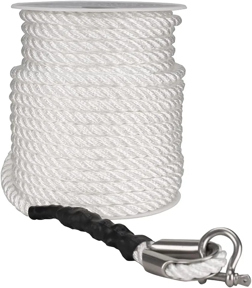 Made Nylon 3 Strand Anchor/Rigging Line Anchor Rope 3/8 Inch 100FT 150FT White (3/8" x 100')