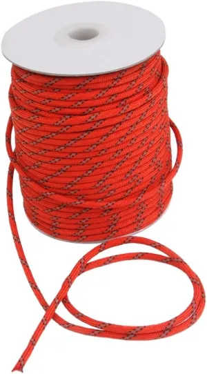 MagiDeal Fluorescent Reflective Guy Line Tent Canopy Camping Rope 50M Red, High Visibility Outdoor Rope for Camping, Clothesline, and Guide Post