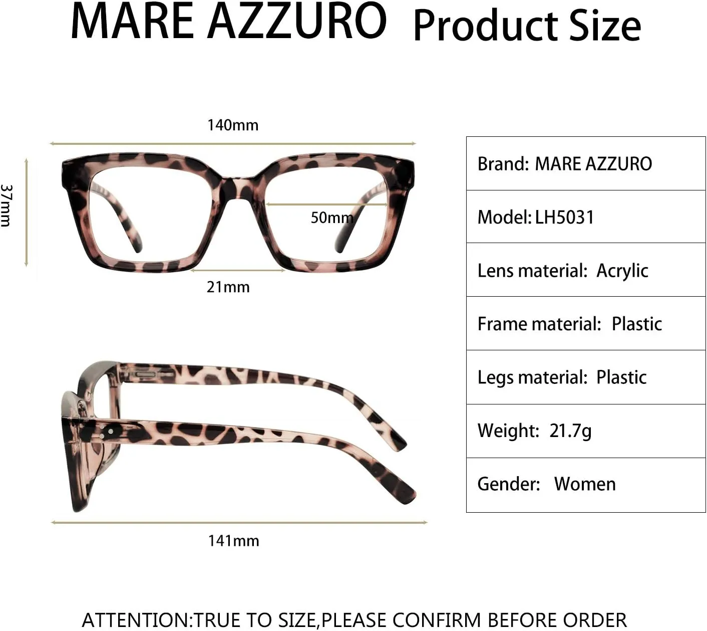 MARE AZZURO Reading Glasses Women’s Stylish Reader Durable Eyewear 0 1.0 1.25 1.5 1.75 2.0 2.25 2.5 2.75 3.0 3.5 4.0 5.0 6.0(Demi, 200)