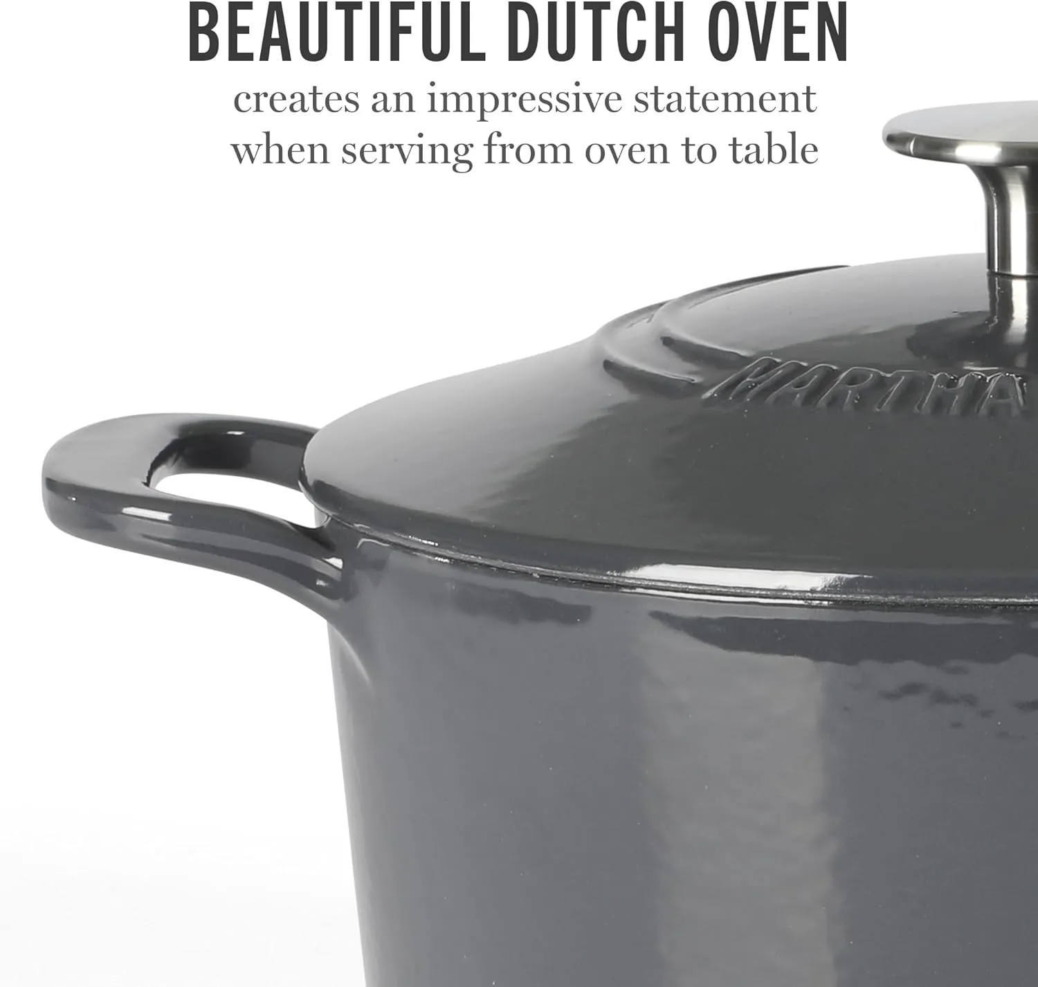 Martha Stewart Gatwick 4 Quart Enamel Cast Iron Dutch Oven - Grey