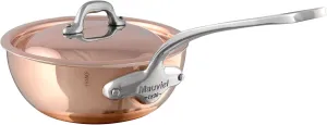 Mauviel M'Heritage 150 S 1.5mm Polished Copper & Stainless Steel Chef Pan With Curved Lid, And Cast Stainless Steel Handle, 3.6-qt, Made In France
