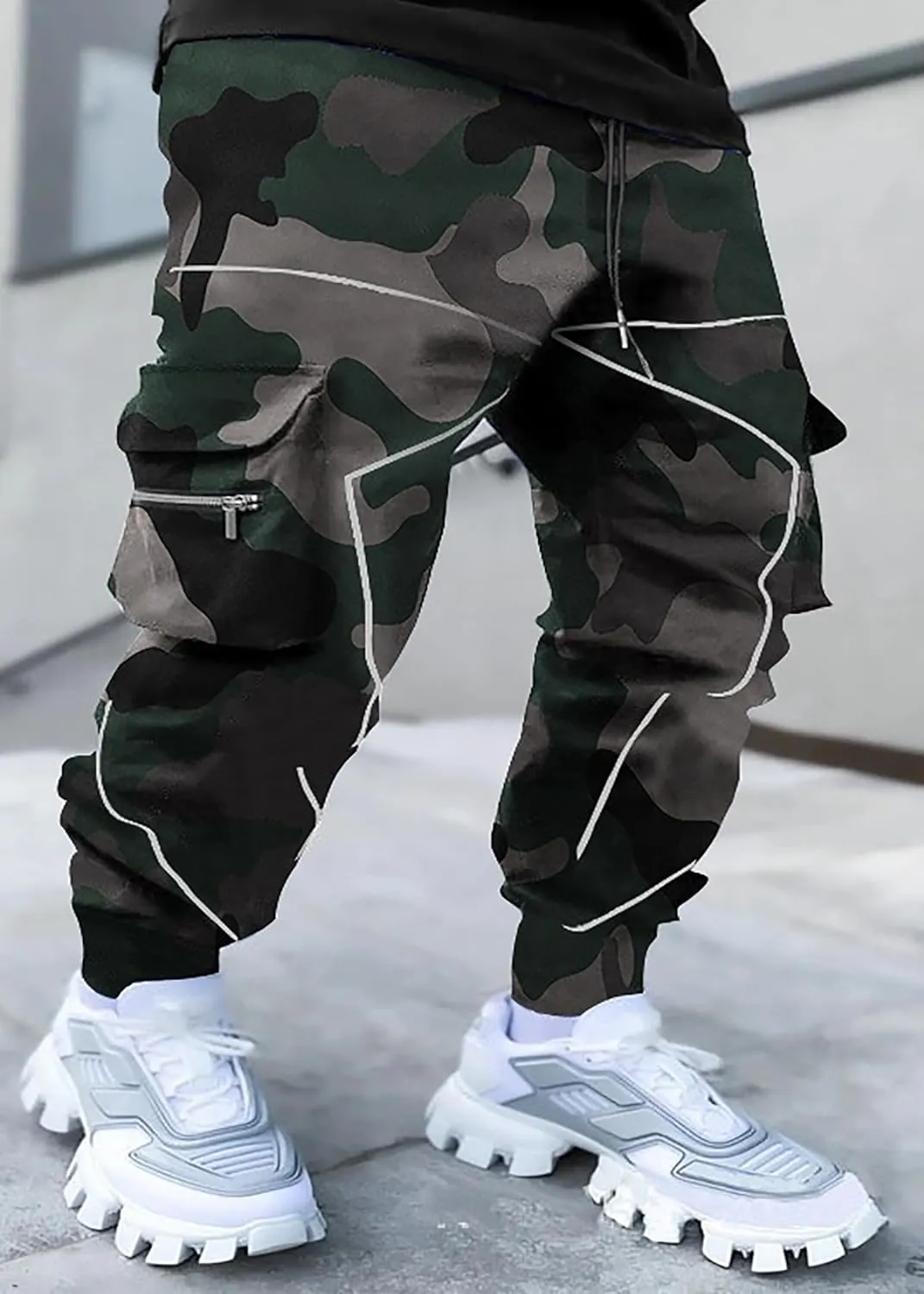 Men's Paisley Pants Cargo Jogger Hip Hop Workout Punk Pants Bandana Techwear Streetwear Sweatpants
