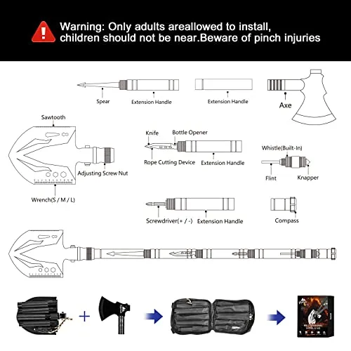 Military-Grade Survival Shovel High Carbon Steel Tactical Shovel Axe