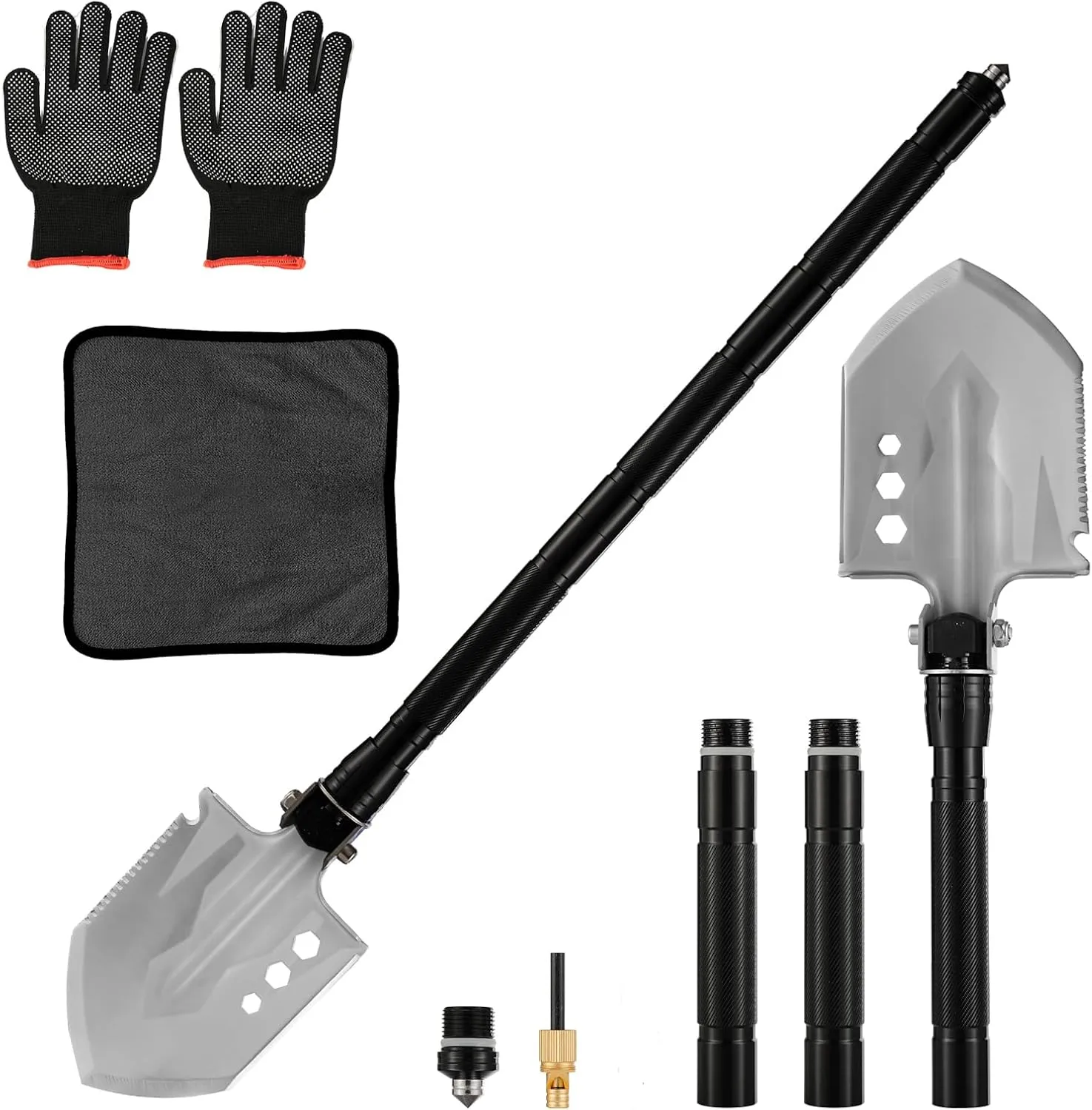 Military Grade Survival Shovel, Life Shovel, and Camping Shovel are Multifunctional Survival Tools Suitable for Camping, Hiking, and Exploration.(Shovel Set)