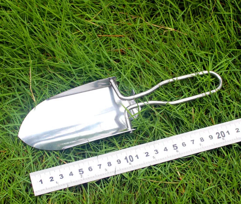 Mini Stainless Steel Garden Tools Collapsible Folding Shovel Camping Spade Gardening Tool Cloth Package Free shipping