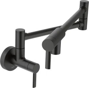 Moen Matte Black Modern Wall Mount Folding Swing Arm Pot Filler, Double Jointed Kitchen Stove Faucet, S665BL